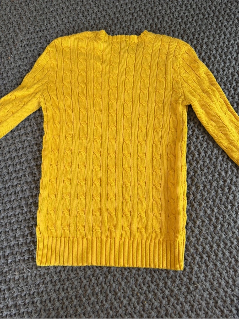 Ralph Lauren Yellow Cable Knit 100% Cotton Crewneck Sweater Women Size S - Picture 8 of 9